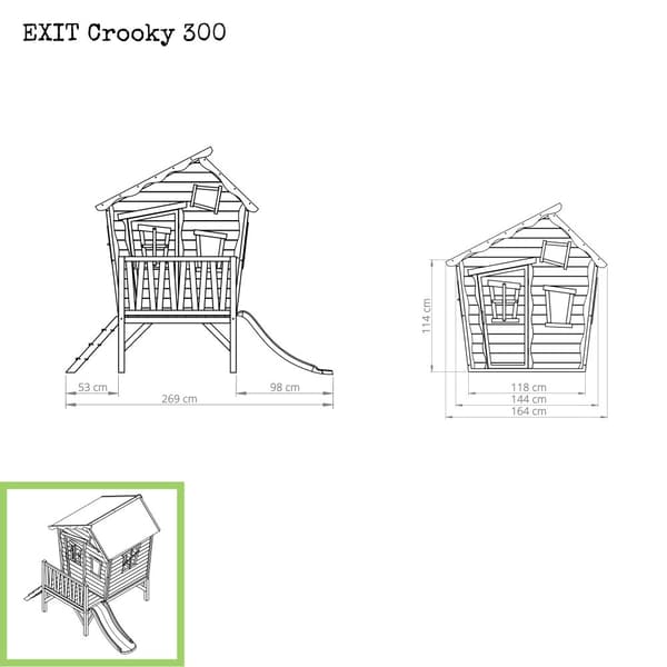 EXIT Crooky 300 legehus i træ - grå-beige