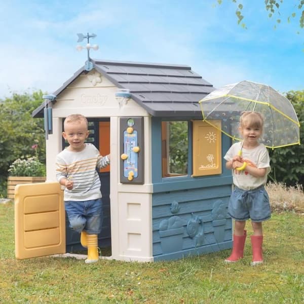 Smoby Barn för barn 4 Säsonger - Pedagogisk stuga - Lekaktiviteter med tema Väder - Tillverkad i Frankrike