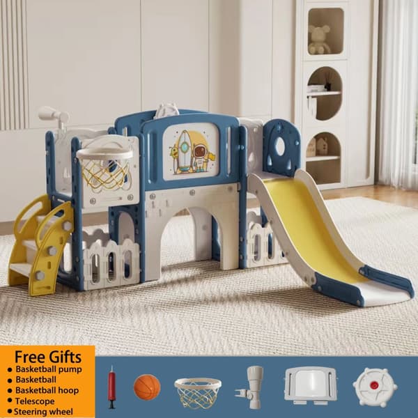 Taaperoiden liukumäki, muovimateriaali, kantokyky 20KG, sopii 0-6-vuotiaille,GDXST-SININENKELTAINEN