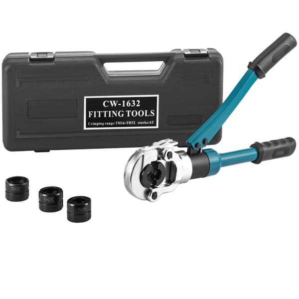 Inbyggd hydraulisk rörpresstång med 4 käftar,16-32 mm,8 ton,360° vridbart huvud