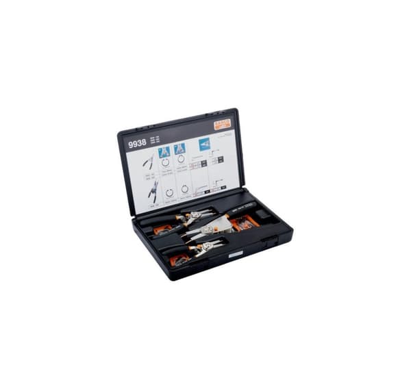 Set med tre justerbara tänger för både invändiga och yttre fjäderringar (rak, 15° och 90°) 160 mm, 200 mm och 250 mm