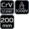 Miniatyrbillede 1 af 8: Kombinationstang 200 mm 1000V, CrV, poleret