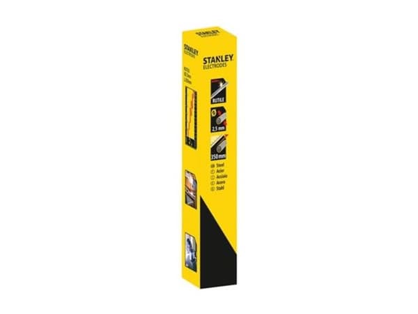 Stanley Rutil elektroder (50 x 2 mm, 50 x 2,5 mm, 30 x 3,25 mm), ett utmärkt val för olika svetspositioner.