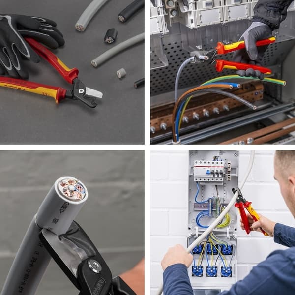 Isolerad VDE-kabelsax med stegvisa skärkanter för kablar Knipex StepCut XL 95 18 225