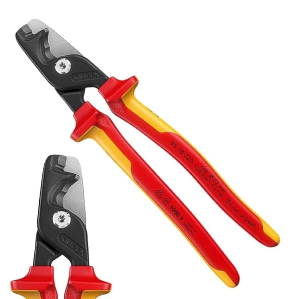 Isolerad VDE-kabelsax med stegvisa skärkanter för kablar Knipex StepCut XL 95 18 225