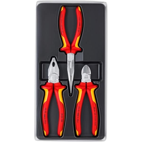Set med 3 VDE Knipex tång - Tång - Röd - IEC 60900 DIN EN 60900 ASTM F1505 standarder - Typ 00 20 12