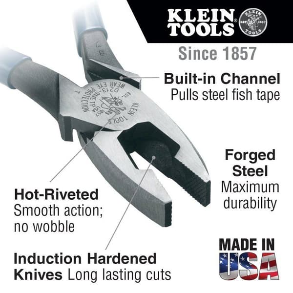 Klein tools elektrikertång - D2000-9NETP - 2000-serien 9-tums sidoskärande tång med hög hävstång-fisktejpdragning från Klein