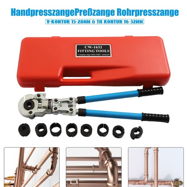 Hydraulinen Putkipuristin, Hiiliteräspää, Ergonominen Pehmeä Kahva, Ihanteellinen Putkityöhön