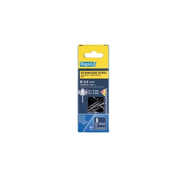 Nit rostfri 3,2x8mm 50st + Borr C, Rapid
