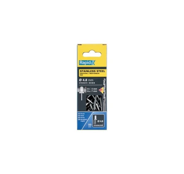 Nit rostfri 4,8x10mm 50st + Borr C, Rapid