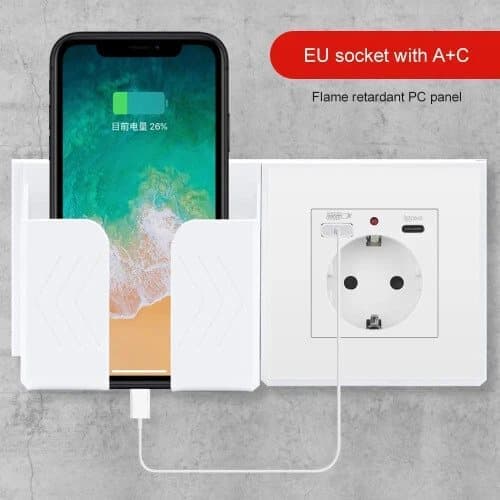 EU-pistoke usb- ja c-latausportilla Pikalataus,USb-seinäpistorasia