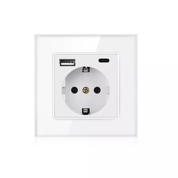EU-pistoke usb- ja c-latausportilla Pikalataus,USb-seinäpistorasia
