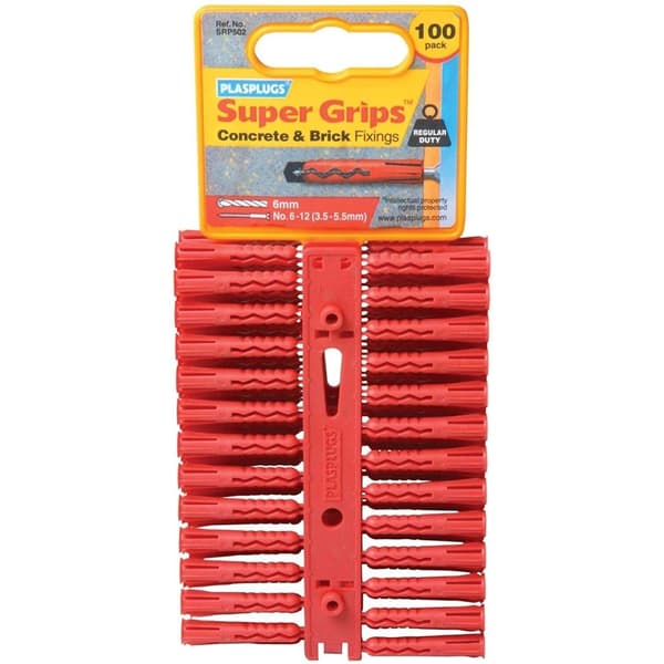 Plasplugs Supergrip-fæstninger (pakke med 100 stk.) Red 3.5mm - 5.5mm