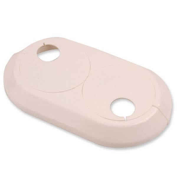 Dobbelt hvid roset (plastkrave til afdækning af radiatorrør) 22 mm