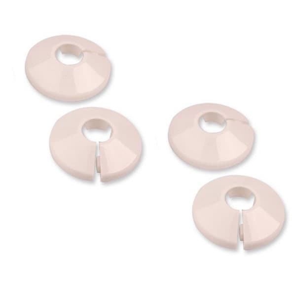 kpl x 2 valkoista ruusuketta (muovinen kaulus patteriputkien peittämiseen) 28 mm
