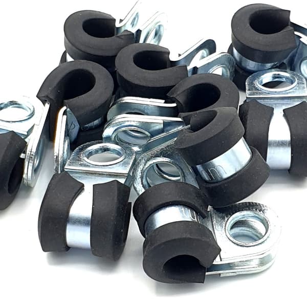 10 stk. x 6 mm gummibelagte kabel-P-klemmer stålslangeklemmer