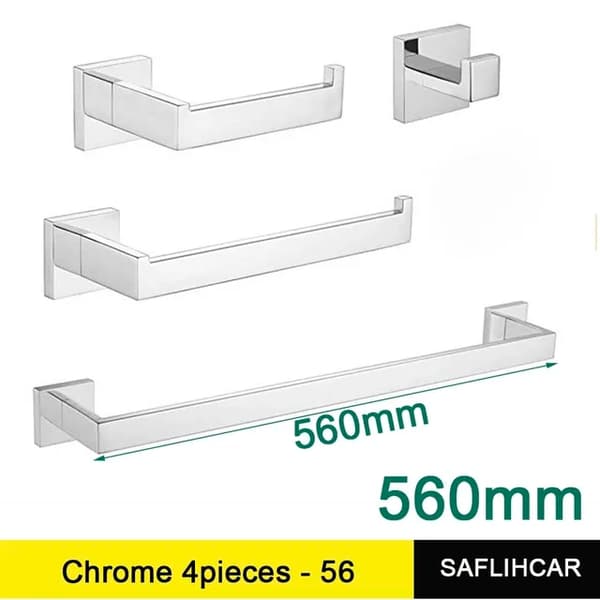 Badeværelse håndklædesæt, børstet nikkel finish, vægmonteret design, Chrome 4 stykker-56