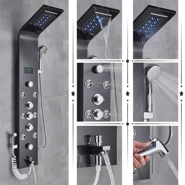 Badeværelse Brusehane, LED Regnbruser, Massage Spa, Rose Gold 8009