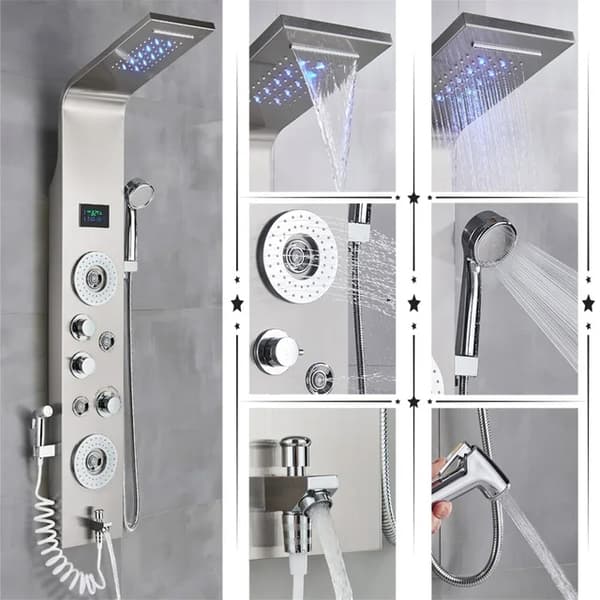 Badeværelse Brusehane, LED Regnbruser, Massage Spa, Rose Gold 8009
