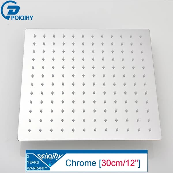 Brusehoved, ultratyndt design, regneffekt, Chrome 12 tommer