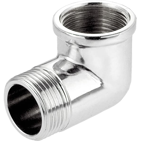Forkromet messing-albue 3/8"" GZ/GW