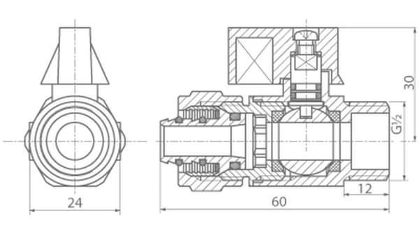 PEX-skruekugleventil 16x1/2” GZ