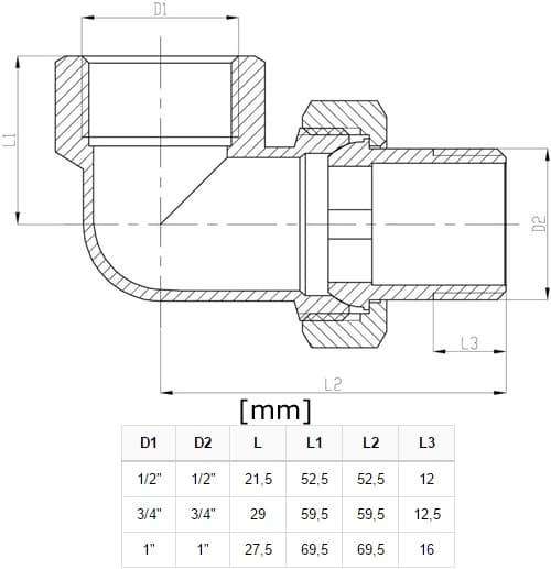 Messing vinkelskrue 3/4"