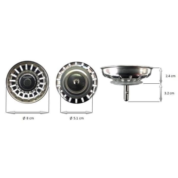 Diskhoaccessoar - Blanco - Korg för avloppsbrunn - Rostfritt stål - Diameter 80mm - Enhet