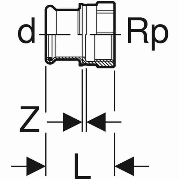 Raccord GEBERIT Mapress Stål Kolstål med gänga hona d=54mm Rp=2 - 21818