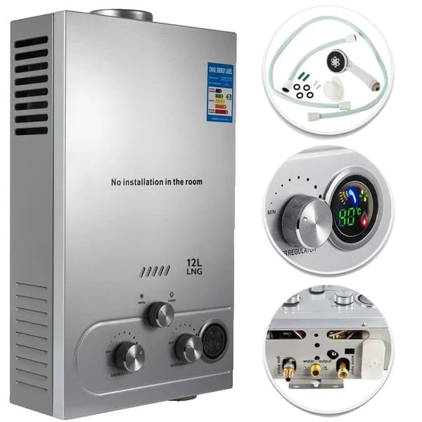 Gasvattenberedare, Omedelbar Uppvärmning, Utomhusanvändning, 12L 24KW
