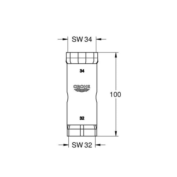 Nyckel för hylsa - GROHE - 19332000 - Ø 34 mm - Ø 32 mm - Förkromad metall