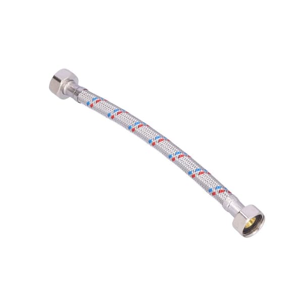 Stålflätad slang 20 cm 1/2"" hane-hona-tätning