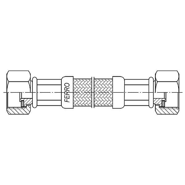 Stålflettet slange 50 cm 3/4"x3/4" hun-hun