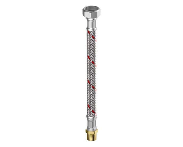 Flätad slang 10 bar, L=50 cm, 1" invändig gänga / utvändig gänga rostfritt stål