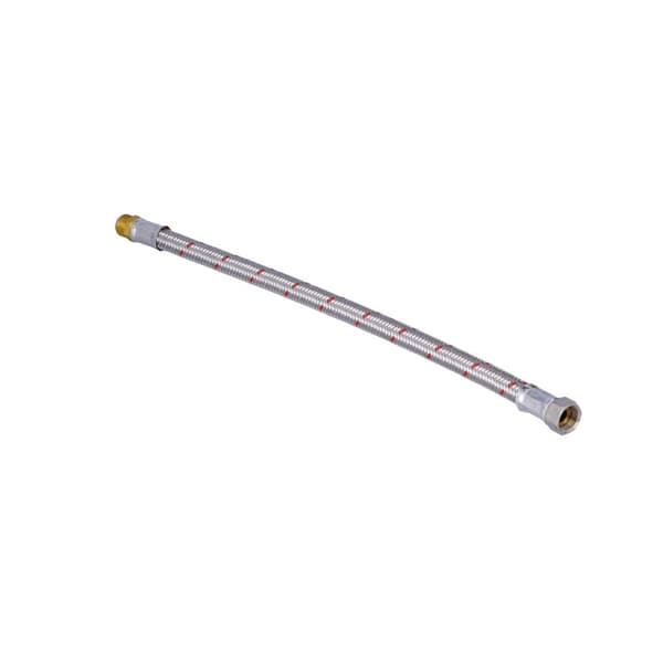 Flettet slange 10 bar, L=50 cm, 1/2"" indvendig gevind / udvendig gevind rustfrit stål