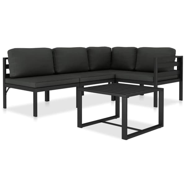vidaXL Loungegrupp för trädgården 5 delar med dynor aluminium antracit
