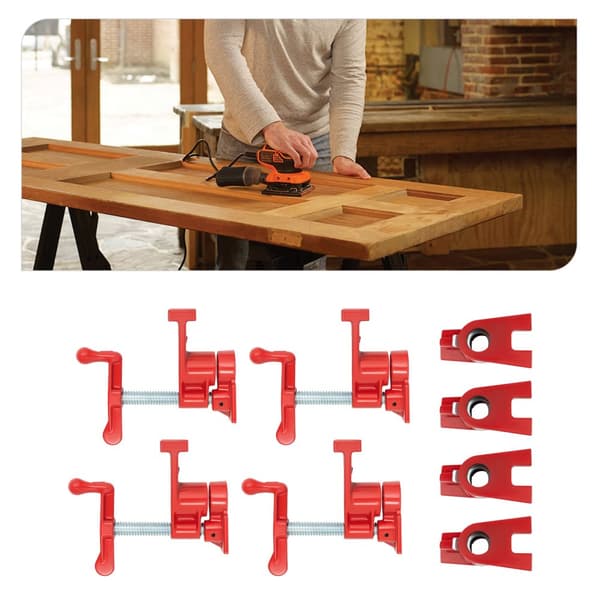 Wood Gluing Pipe Clamp Set, Heavy Duty Cast Iron, Quick Release Mechanism, Ergonomisk Håndtag