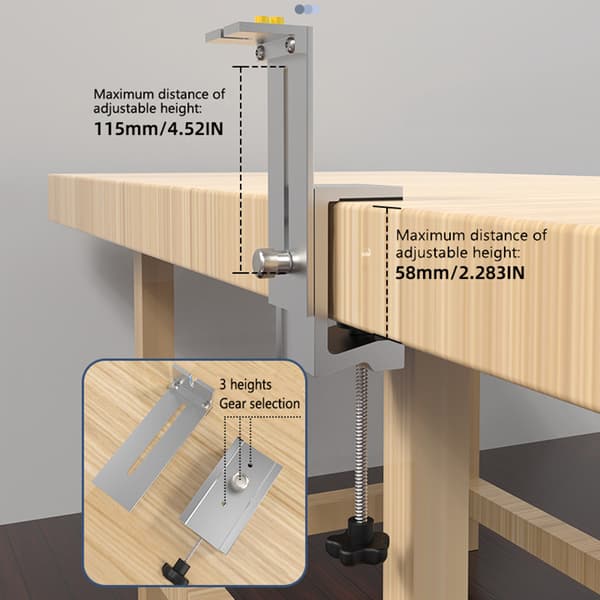 Justerbare skinne løftestænger, unik glidende tenon design, højdejusterbar, kompatibel med forskellige bordhøjder.
