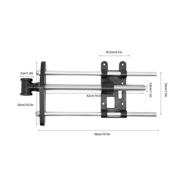 Træbearbejdningsskruestik, støbejernskonstruktion, hånddrevet, kompakt design,10 Inches, Sølv-Sort