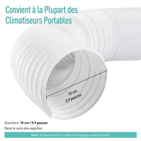 AGPTEK Flexibel luftutloppsrör i PP - Diameter 150 mm - Längd 1,5 m