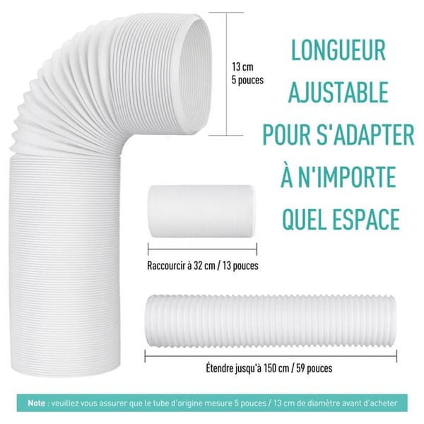AGPTEK Flexibel luftavloppsrör i PP - Diameter 130 mm - Längd 1,5 m