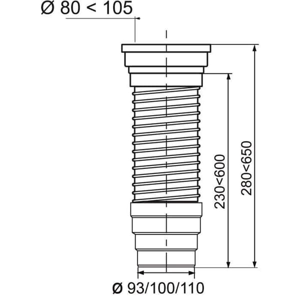 Förlängbart rör - WIRQUIN - Längd 650 mm - Metallram - Ø 93/100/110 mm