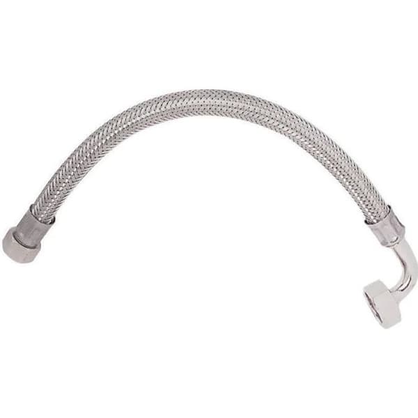SOMATHERM sanitetsslang i rostfritt stål ACS DN10 - Optimerat flöde - L 50cm - Rak hona - 1/2" svängmutter - Armbåge hona