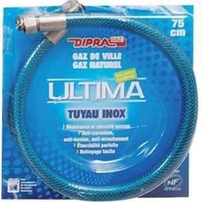 Rostfritt stål vitagaz naturgasslang NF 2m - DIPRA - 15/21 muttrar - obegränsad längd