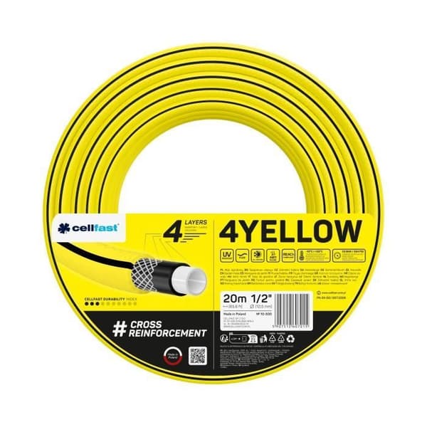 CELLFAST 5/8" 20 meter trädgårdsslang - UV-beständig - 20 bar - Gul