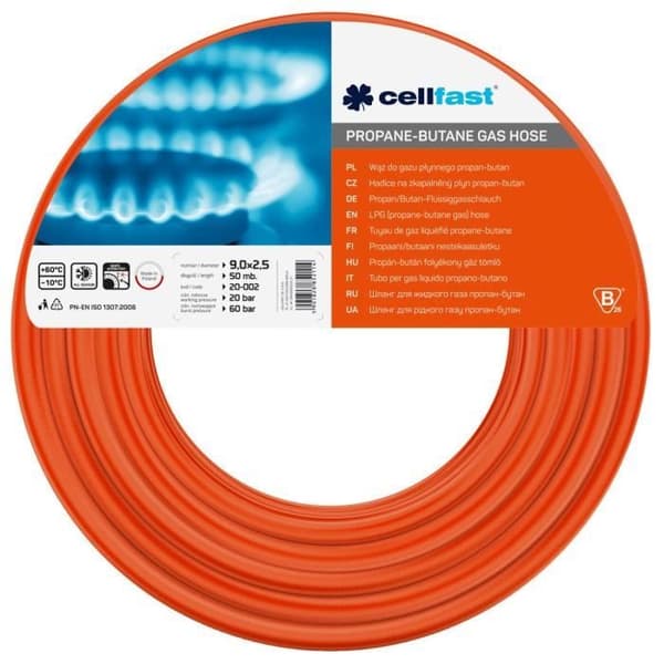 Gasgasslang, Cellfast 20-002, 9x2,5 mm, längd 50 m