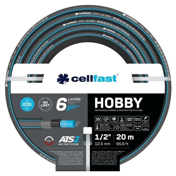 Trädgårdsslang - 1-2" - 20m - Cellfast HOBBY ATS2™ - 6 lager - resistent mot UV-strålar och alger
