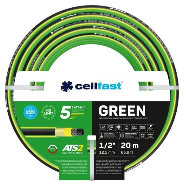 Trädgårdsslang - 1-2" - 20m - Cellfast Green ATS2™ - 5 lager - resistent mot UV-strålar och alger