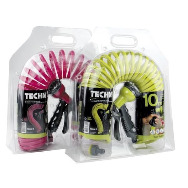 Flexibel tvinnad slang 9mm 10m i EVA Färg anis eller fuchsia TECHNO