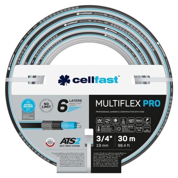 Trädgårdsslang - 3-4" - 30 m - Cellfast MULTIFLEX ATSV - 6 lager - Beständig mot UV-strålar och alger - 35 Bar